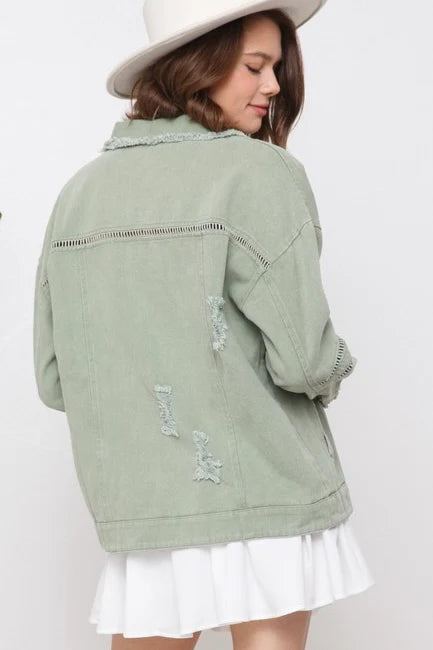 Chaqueta Distressed Light Olive