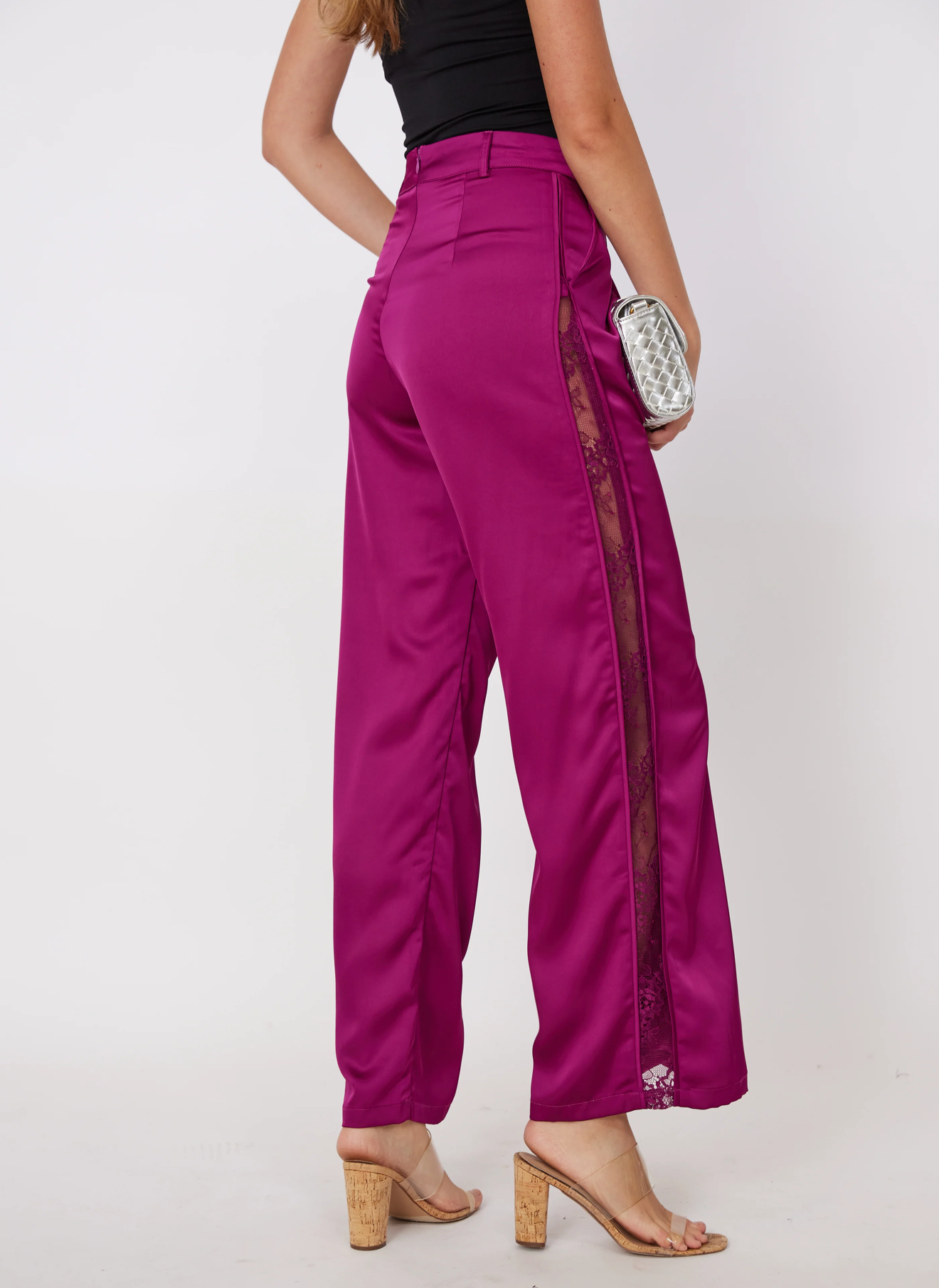 Pants Lace Contrast Plum