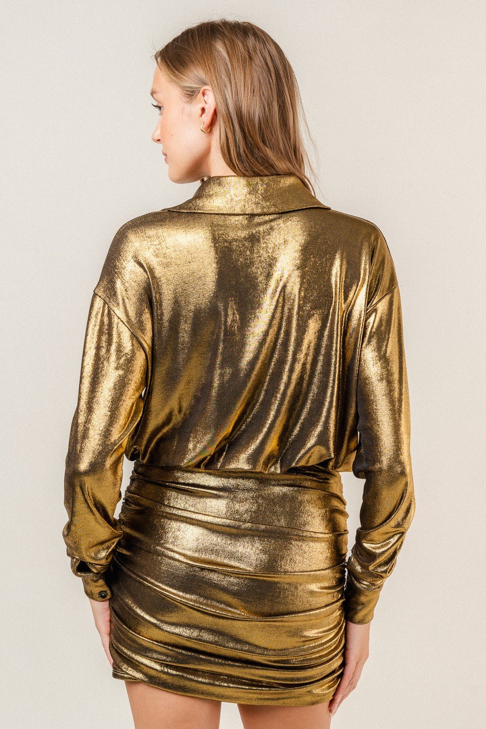 Vestido Style Ruched Gold/Black