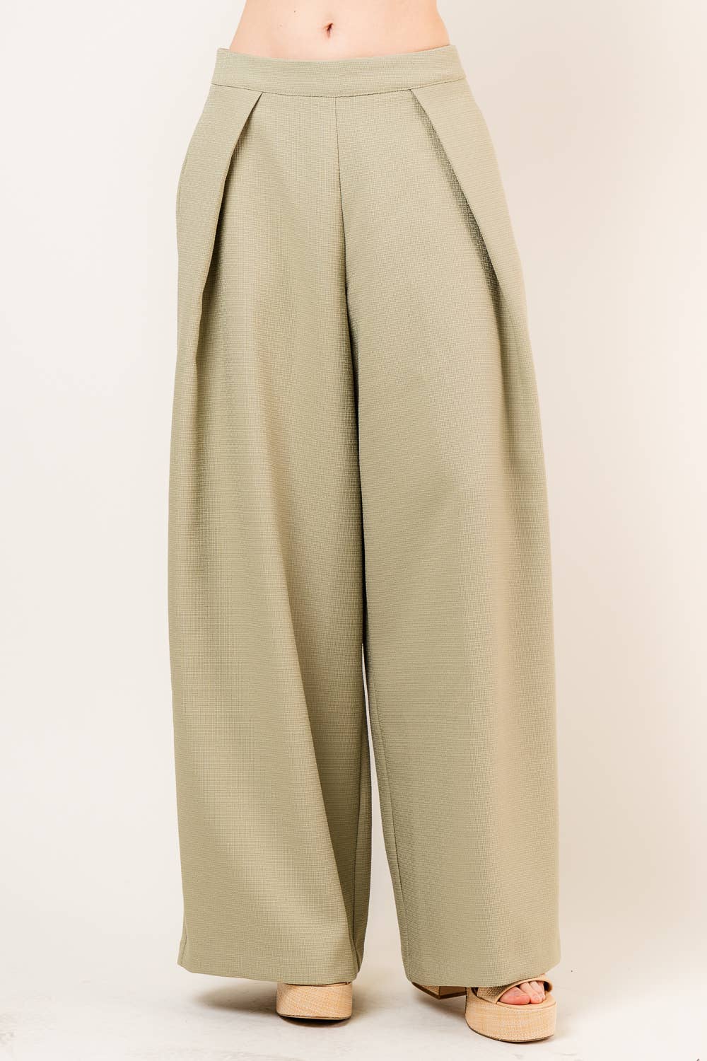 Pantalon High Rise Wide Olive