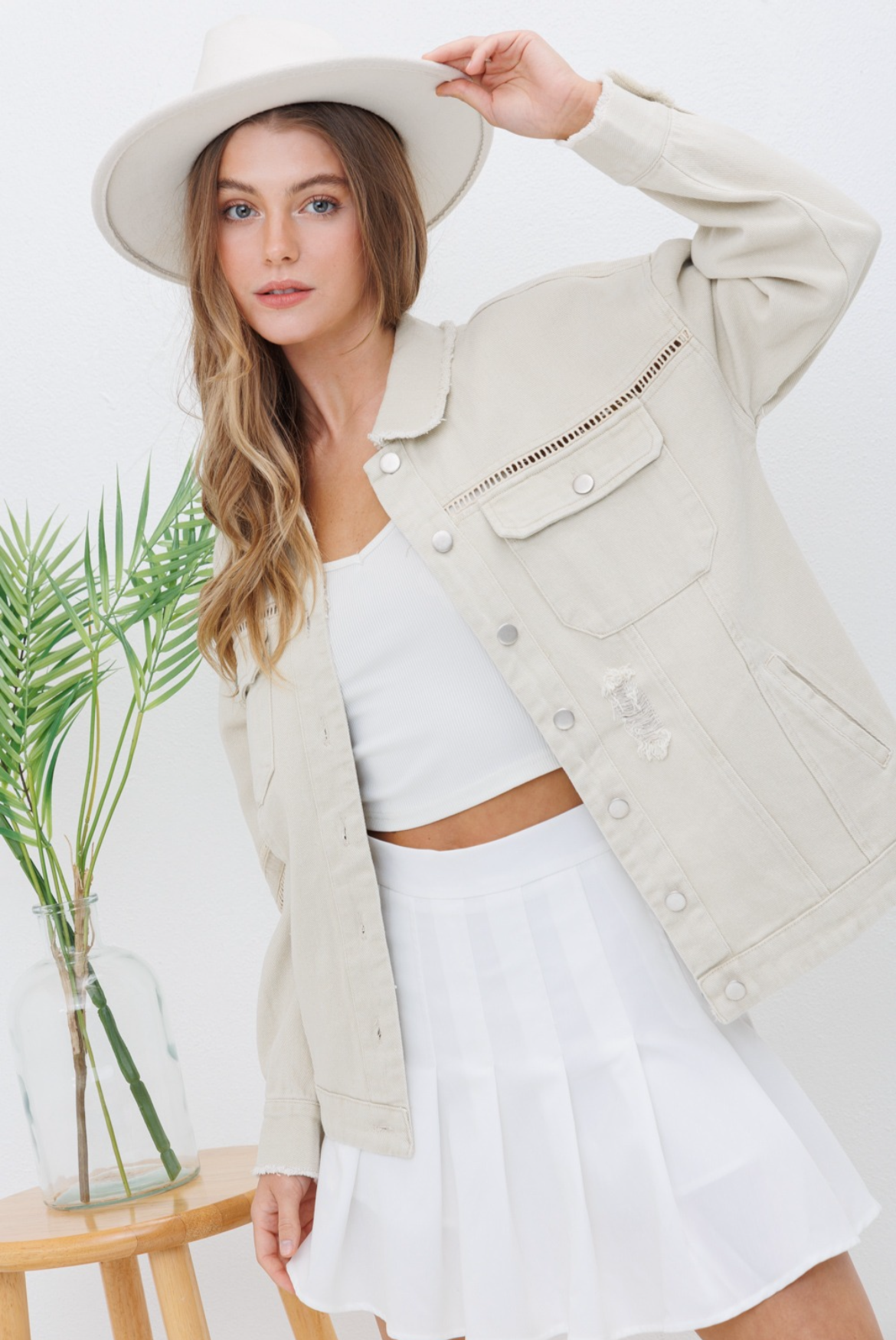 Chaqueta Distressed Beige