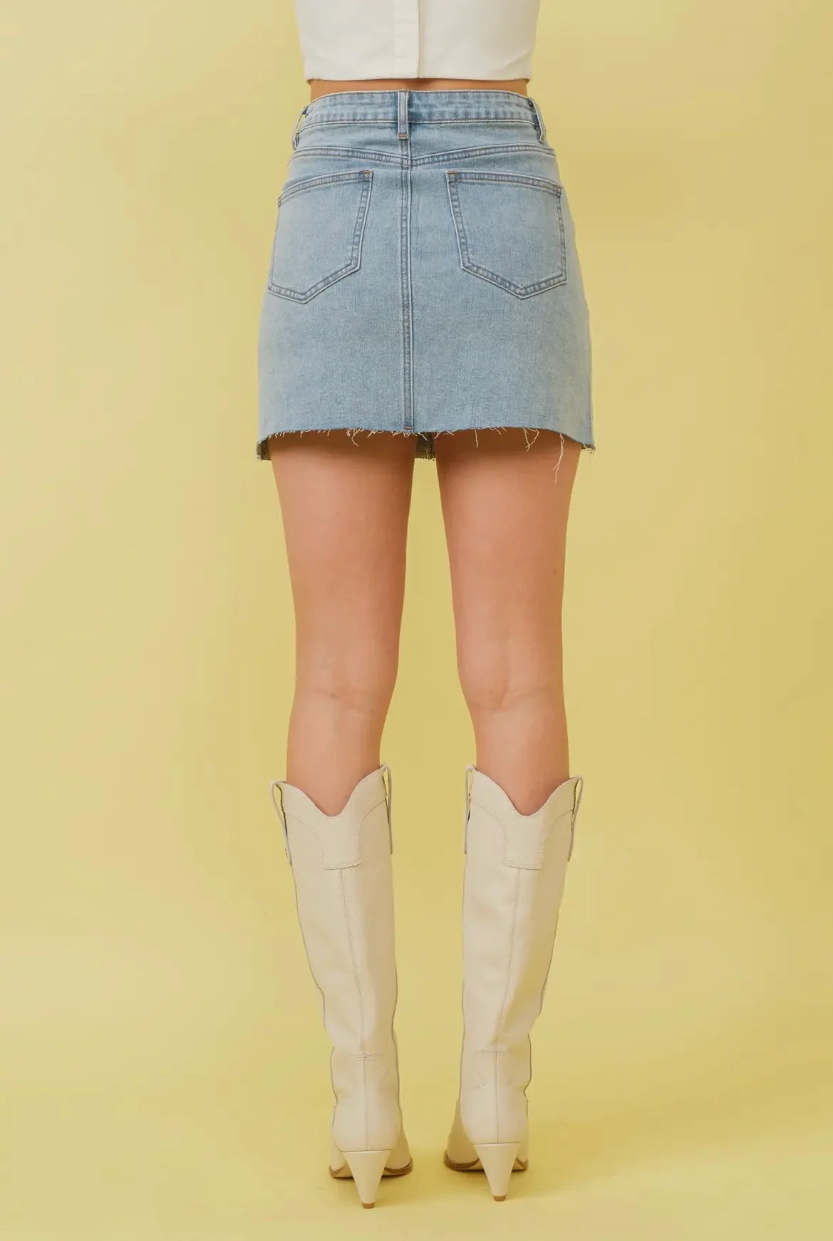 Mini Falda con Brillos Light Wash