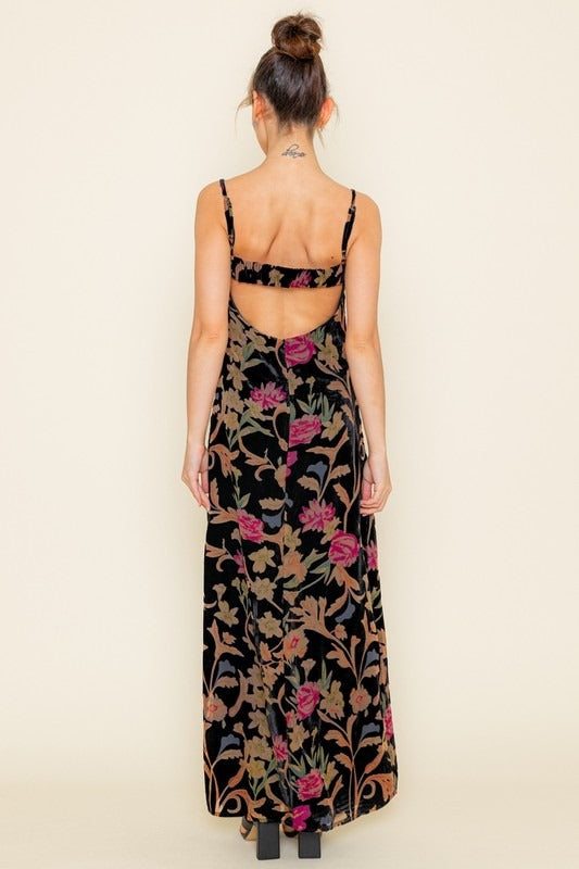 Vestido Burnout Velvet Black Multi