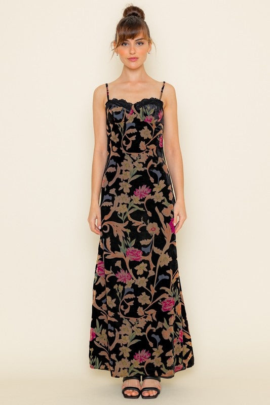 Vestido Burnout Velvet Black Multi