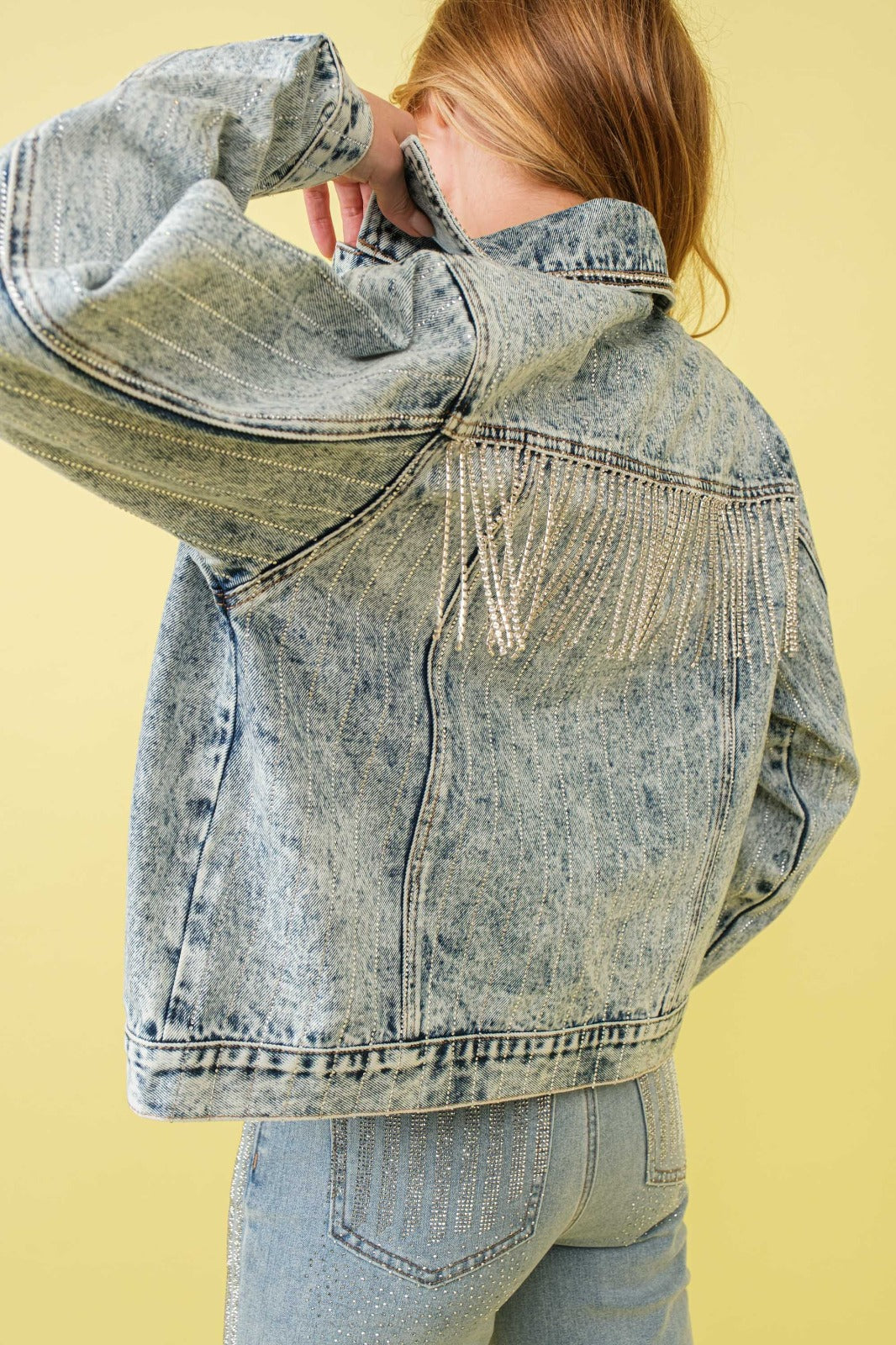 Hot Fix Rhinestone w/ Rhinestone Fringe Embellishment