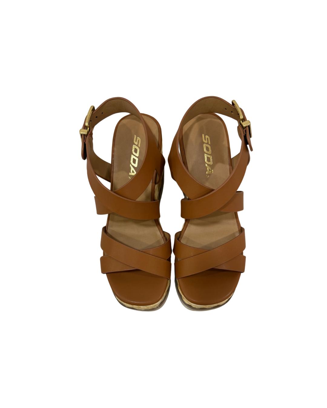 Strappy Raffia Platform Open Toe Wedge