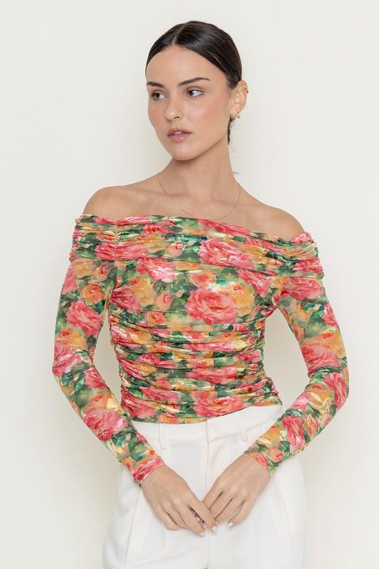 Top Off Shoulder Mesh Multi