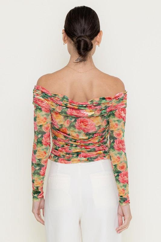 Top Off Shoulder Mesh Multi