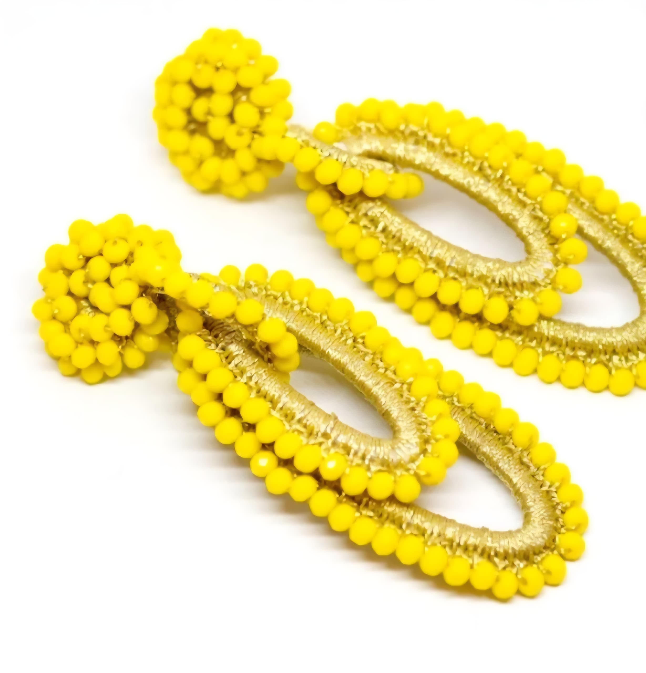 Señorita Crystal Earrings Oval Yellow