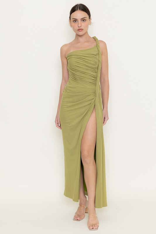 Vestido With High Slit Pistacho